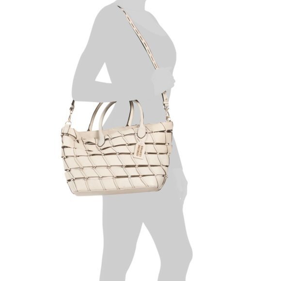 MADE IN INDIA Bags Made In India Nataivory Leather Diagonal Weave